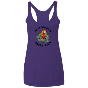 I'd Rather Be in Costa Rica Macaw  Ladies Racerback Tank