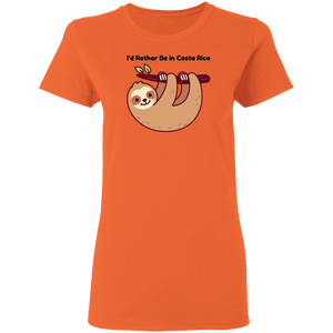 I'd Rather be in Costa Rica Sloth Ladies' T-Shirt