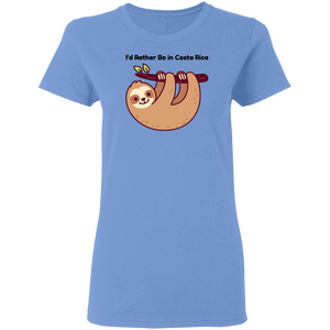 I'd Rather be in Costa Rica Sloth Ladies' T-Shirt