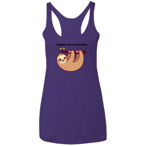 I'd Rather Be in Costa Rica Sloth Ladies Racerback Tank