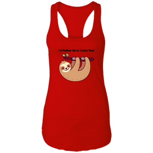 I'd Rather Be in Costa Rica Sloth Ladies Racerback Tank