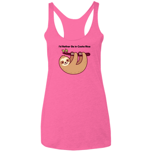 I'd Rather Be in Costa Rica Sloth Ladies Racerback Tank