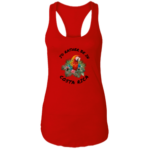 I'd Rather Be in Costa Rica Macaw  Ladies Racerback Tank