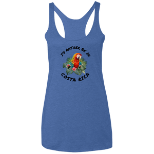 I'd Rather Be in Costa Rica Macaw  Ladies Racerback Tank