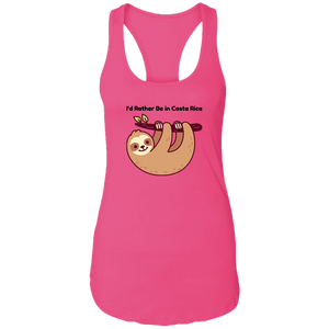 I'd Rather Be in Costa Rica Sloth Ladies Racerback Tank