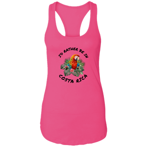I'd Rather Be in Costa Rica Macaw  Ladies Racerback Tank