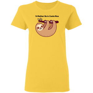 I'd Rather be in Costa Rica Sloth Ladies' T-Shirt