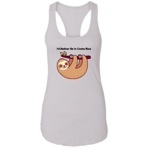 I'd Rather Be in Costa Rica Sloth Ladies Racerback Tank