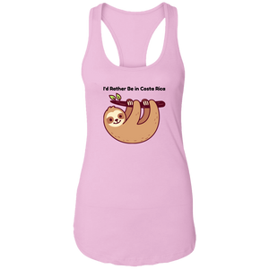 I'd Rather Be in Costa Rica Sloth Ladies Racerback Tank