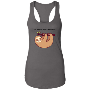 I'd Rather Be in Costa Rica Sloth Ladies Racerback Tank