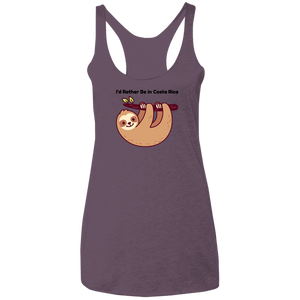 I'd Rather Be in Costa Rica Sloth Ladies Racerback Tank
