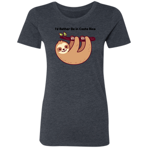 I'd Rather be in Costa Rica Sloth Ladies' T-Shirt