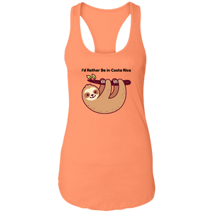 I'd Rather Be in Costa Rica Sloth Ladies Racerback Tank