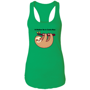 I'd Rather Be in Costa Rica Sloth Ladies Racerback Tank
