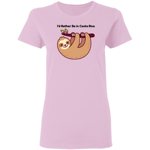 I'd Rather be in Costa Rica Sloth Ladies' T-Shirt