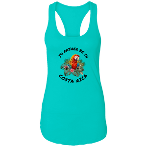 I'd Rather Be in Costa Rica Macaw  Ladies Racerback Tank