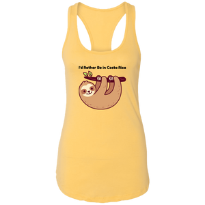 I'd Rather Be in Costa Rica Sloth Ladies Racerback Tank