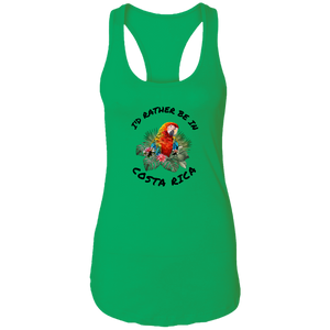 I'd Rather Be in Costa Rica Macaw  Ladies Racerback Tank