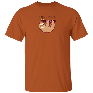 I'd Rather Be in Costa Rica Sloth T-Shirt