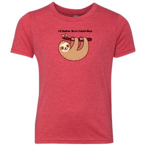 I'd Rather Be in Costa Rica Sloth Youth T-Shirt