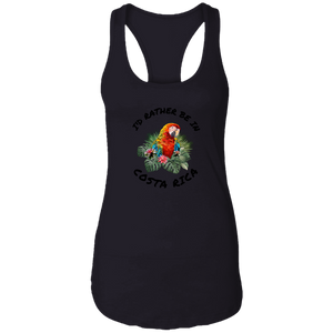 I'd Rather Be in Costa Rica Macaw  Ladies Racerback Tank