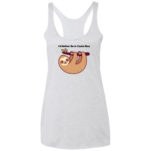 I'd Rather Be in Costa Rica Sloth Ladies Racerback Tank