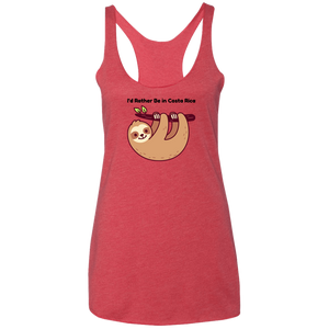 I'd Rather Be in Costa Rica Sloth Ladies Racerback Tank