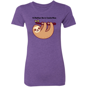 I'd Rather be in Costa Rica Sloth Ladies' T-Shirt