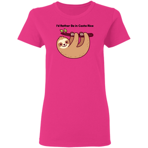 I'd Rather be in Costa Rica Sloth Ladies' T-Shirt